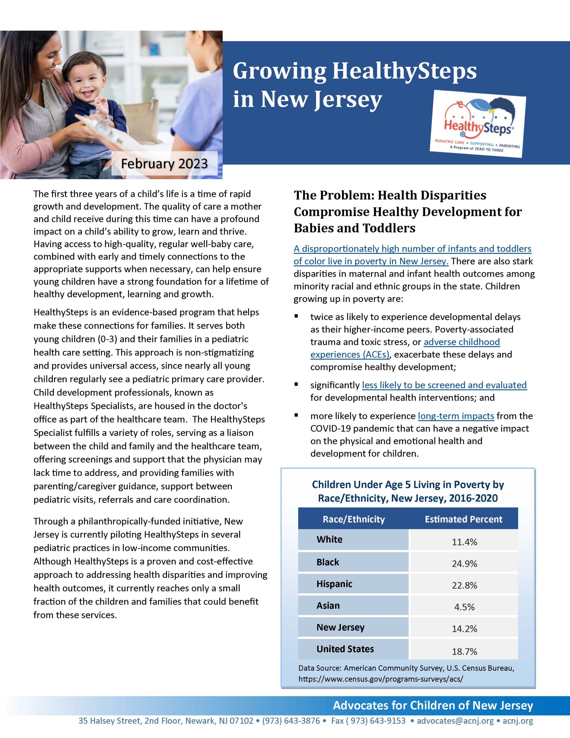 Healthy Steps Fact Sheet from ACNJ